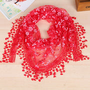 Lace Fringed Silk Scarf for Women - Elegant Street Style