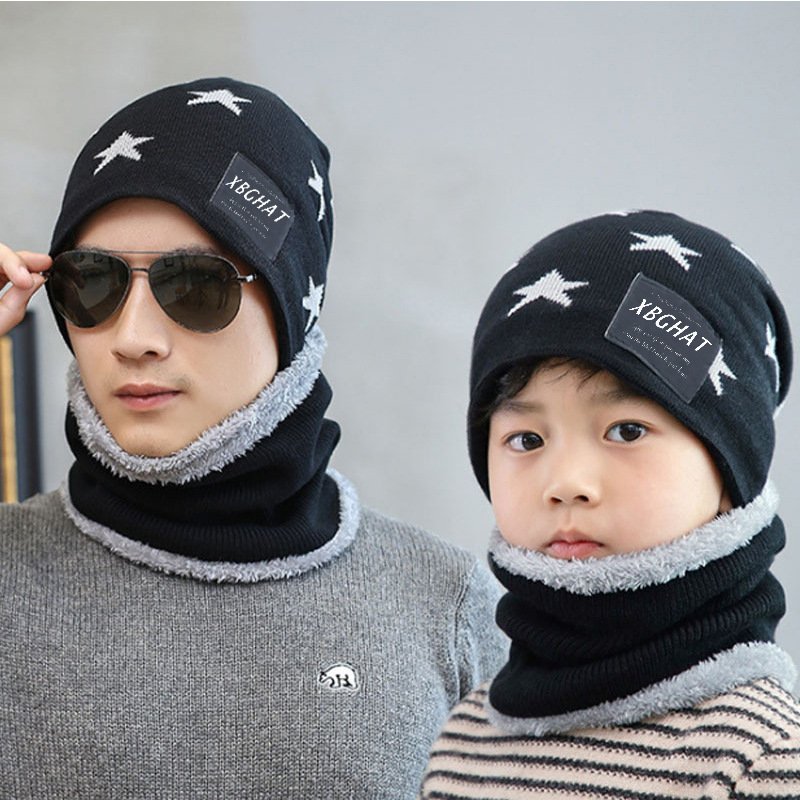 Warm Five-Pointed Star Knit Hat for Parent & Child