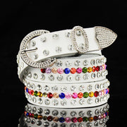 Rhinestone Leather Belt