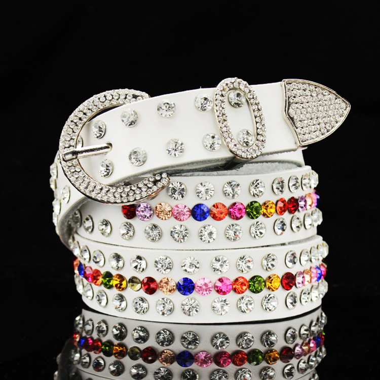 Rhinestone Leather Belt