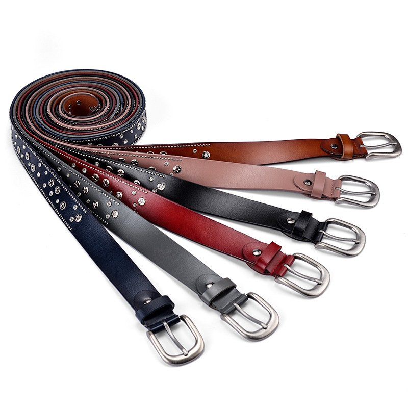 Trendy Leather Rivet Rhinestone Belt for Women