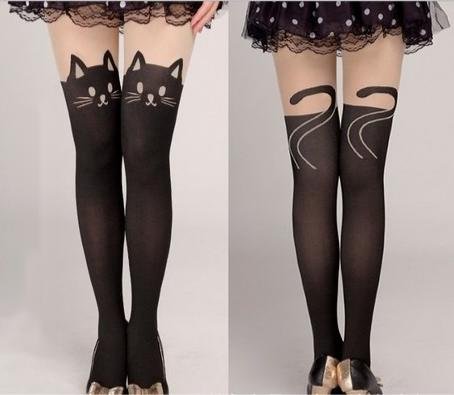 Cute Cat Leggings for Women - Velvet Pantyhose