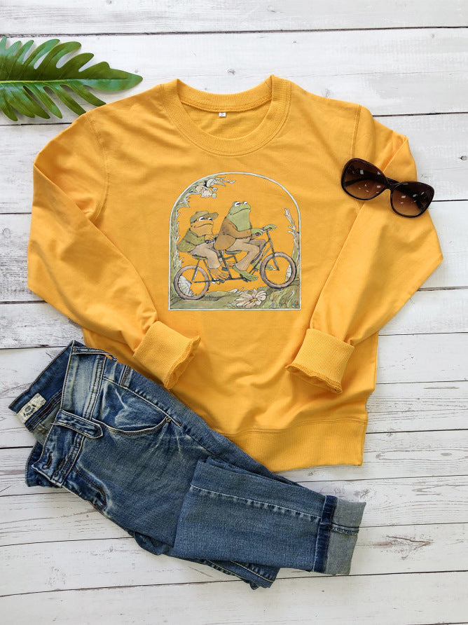 Cute Frog & Toad Casual Cotton Pullover Sweatshirt