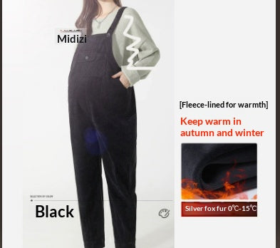 Corduroy Maternity Pants Thickened Autumn And Winter Suit Two-piece Set