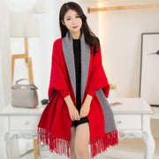 Cozy Double-Sided Cape Shawl Scarf with Sleeves