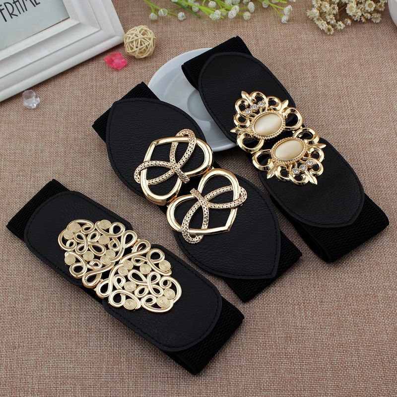 Elegant Black Waistcoat Belt with Double Circle Buckle