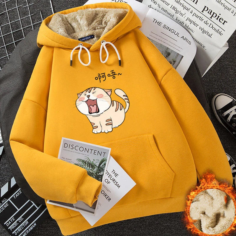 Women's Fleece-Lined Thickened Cashmere Hoodie