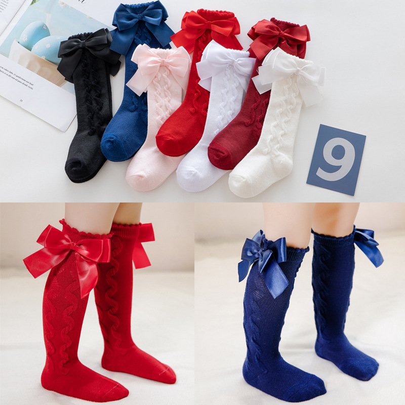 Cute Double Bow Princess Baby Socks 0-3 Years Old