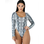 Snake Print Women's Bodysuit Jumpsuit