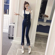 Flared Denim Fringed Jumpsuit for Women