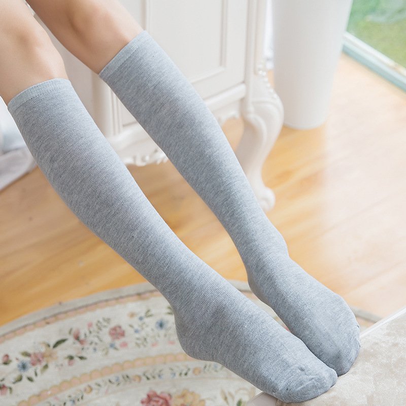 Striped Sports Knee-High Cotton Socks for Women