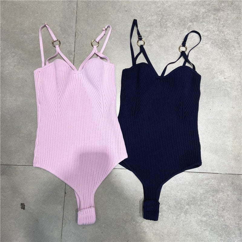 High Stretch One Piece Knit Jumpsuit for Women
