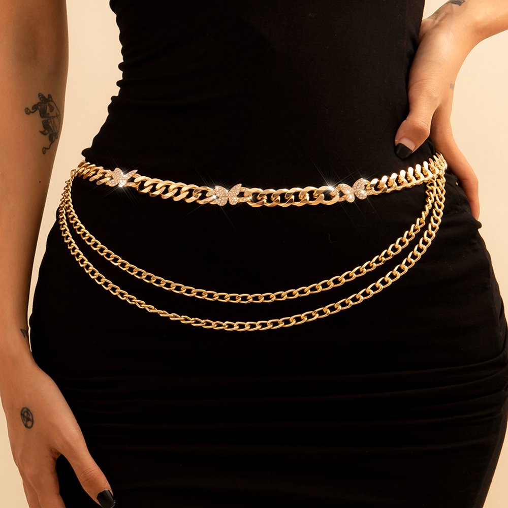 Edgy Chain Waist Jeans Accent
