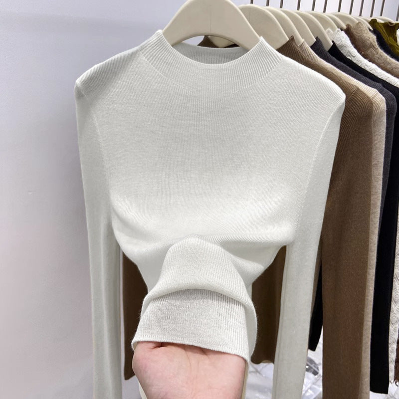 Womens Retro Half-neck Slimming Knitted Top