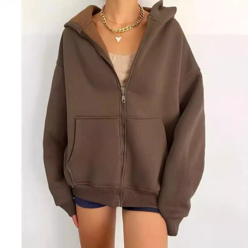 Women's Cozy Zipper Hooded Cardigan Coat