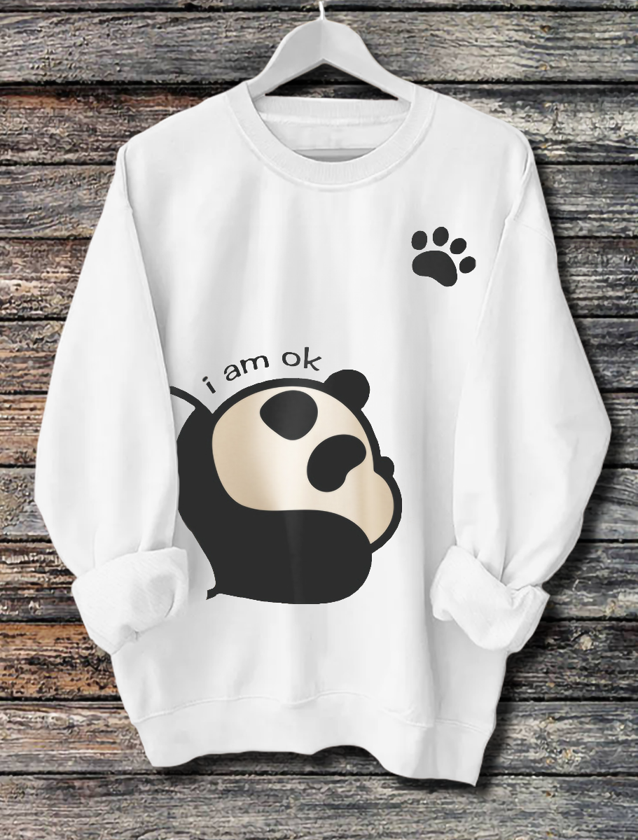 Cute Panda Print Long Sleeve Women's Hoodie