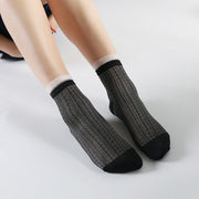 Breathable Women's Socks With Glass Silk Lace Hollow Mesh