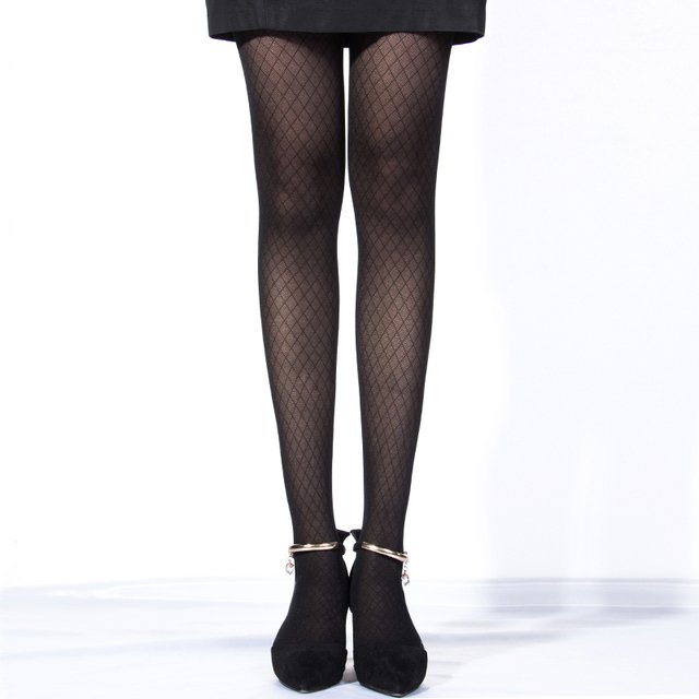 Sheer Over Knee Black Tights for Women - Double Stripe