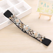 Elastic Waistband Belt with Rhinestones