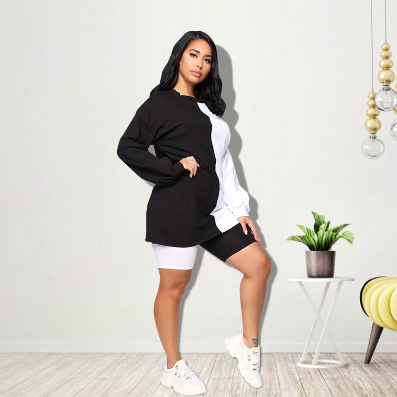 Black White Contrast Parent-Child Suit Set