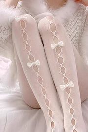 Ultra-Thin One-Size Bow Stockings for Women
