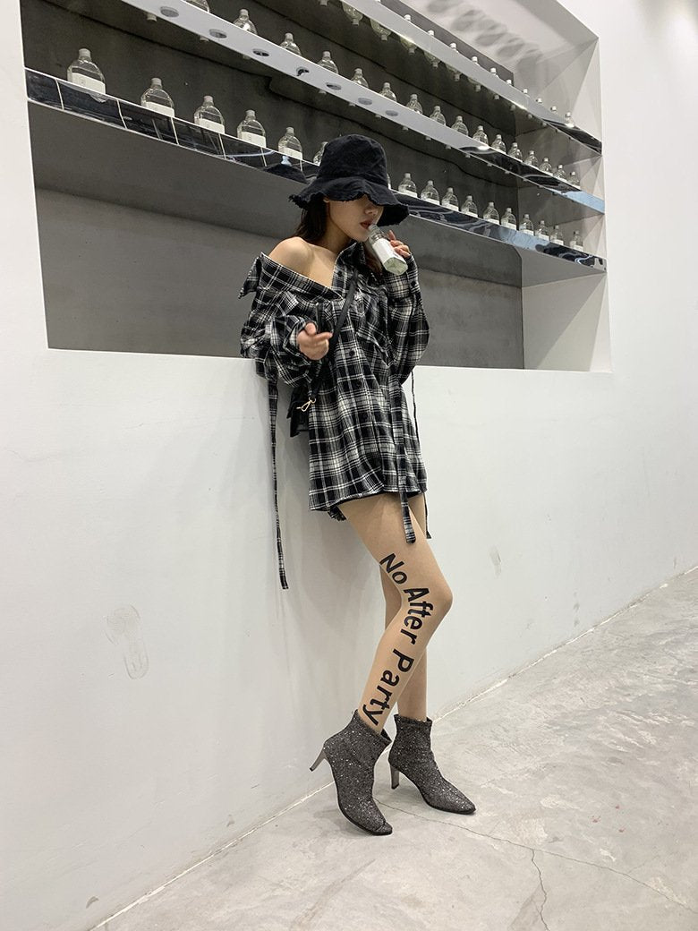 English Alphabet Printed Tights