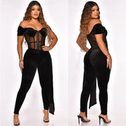 Velvet Party Jumpsuit for Men - Slim Fit, Black, 4 Sizes