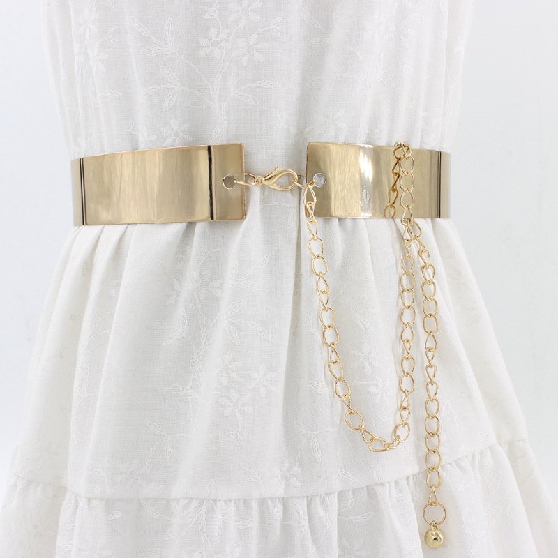 Metal Wide Waist Chain Belt for Women All-match Style
