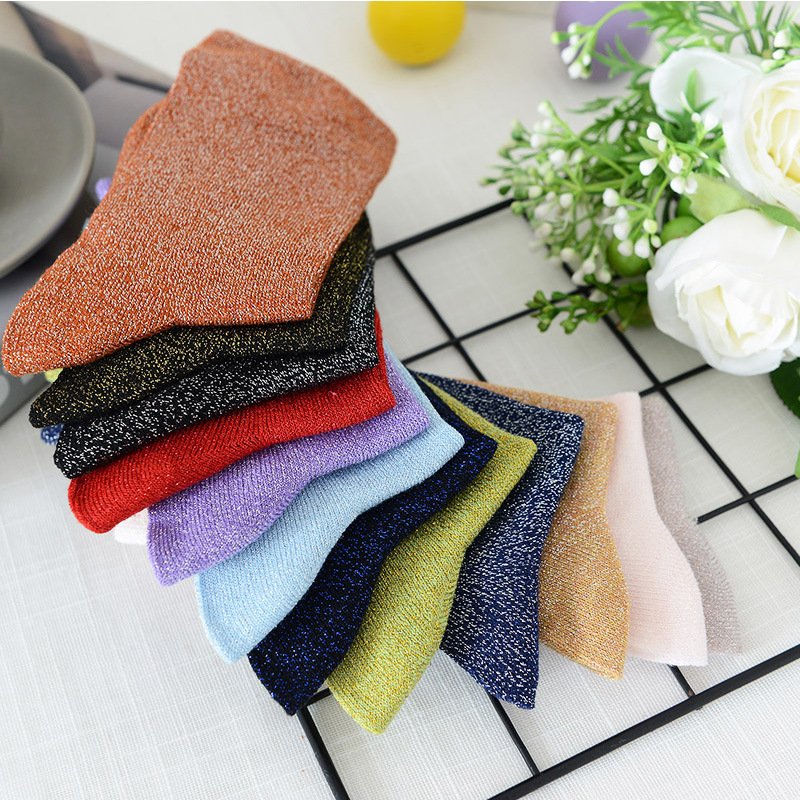 Thin Breathable Lurex Socks for Women