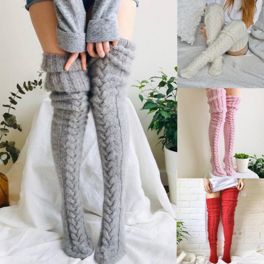 Warm Over-the-Knee Wool Foot Warmer Stockings for Women