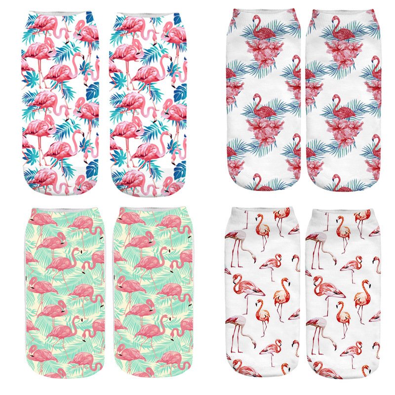 Breathable 3D Printing Flamingo Socks for Women