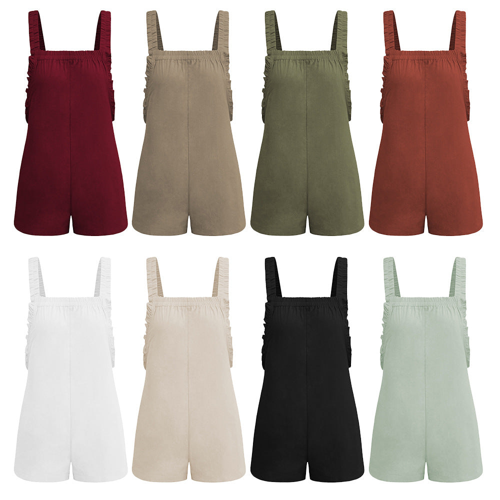 Women's Sexy Backless Lace Suspender Jumpsuit Casual Shorts