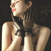Elegant Wedding Gloves with Ruffles for Women