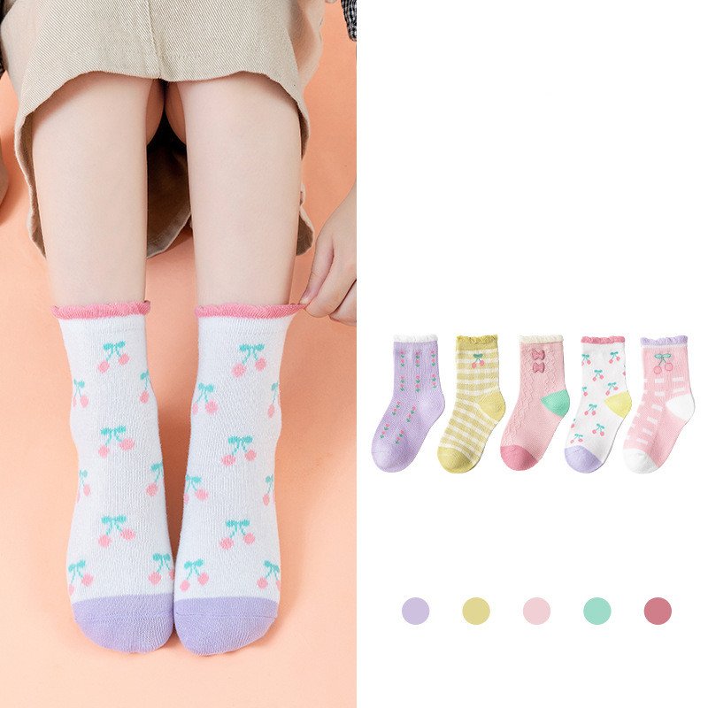 Kids' Cartoon Socks - Soft French Plaid Cotton Socks for Boys & Girls