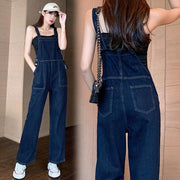 Dark Denim High-Waist Overalls for Women
