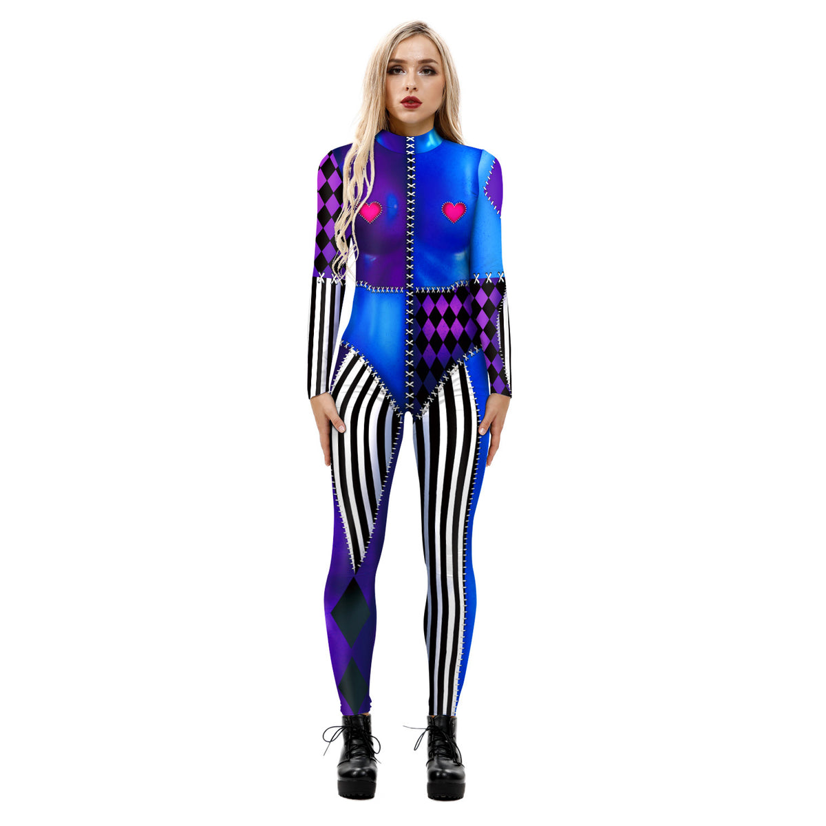 Tight Long-sleeved Skeleton Jumpsuit