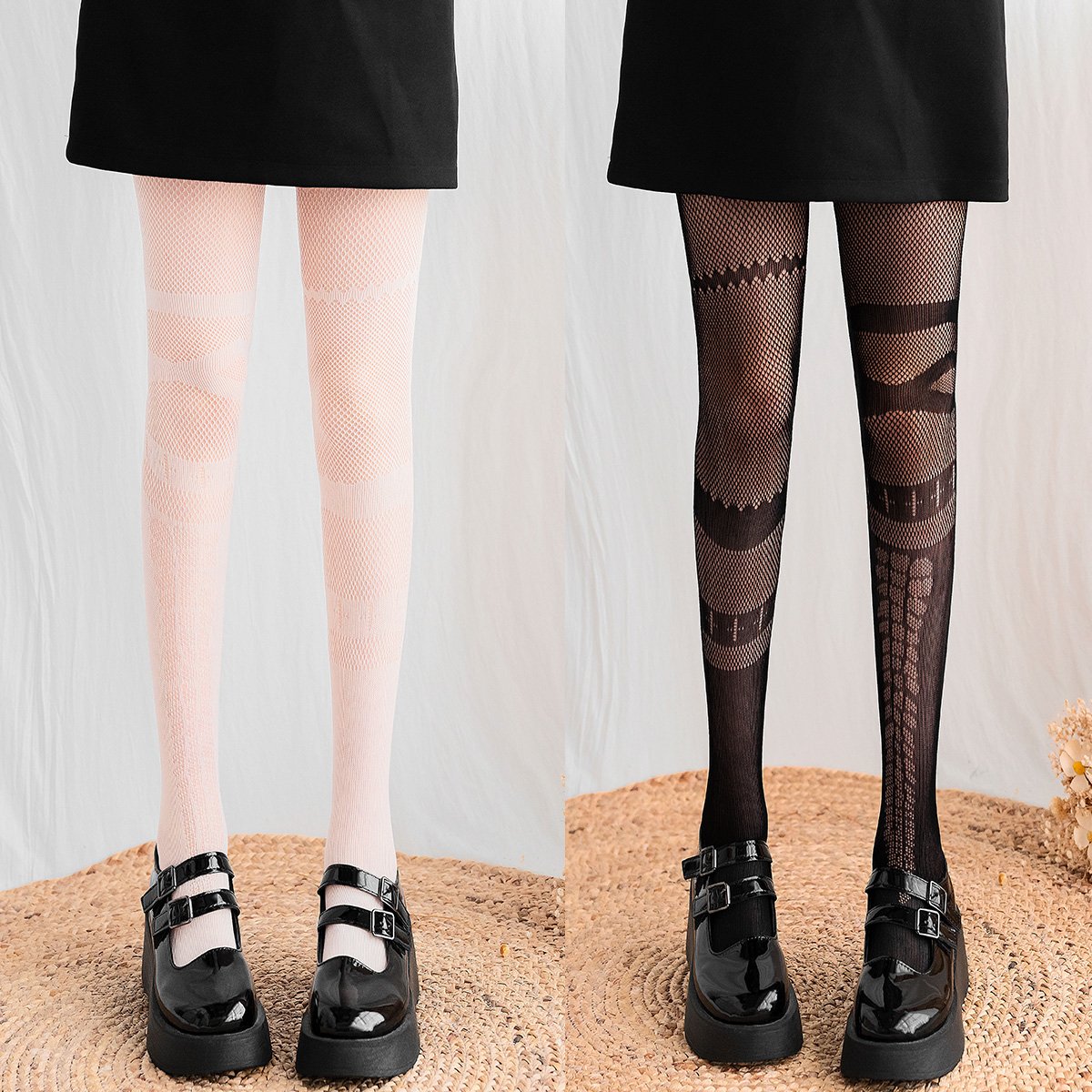 Fishnet Tights for Women - Ultra-Thin Black & White