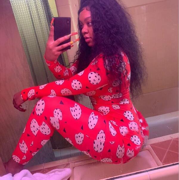 Printed Slim Sexy Long-sleeved One-piece Pajamas