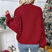 Knitted Cardigan Christmas Red Sweater for Women