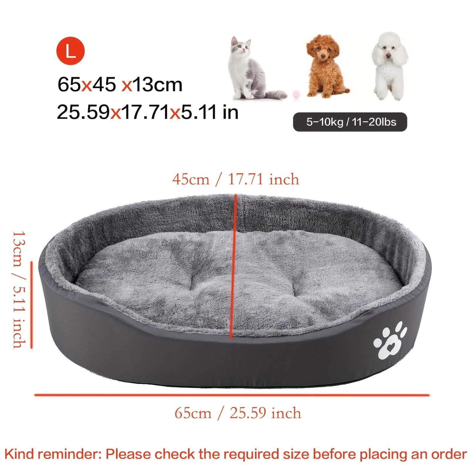 Oval Pet Bed With Enclosed Sides, Soft And Warm Polyester Fiber Dog/cat Bed, Ideal For Extra Small To Medium Dogs, Pre-assembled Comfortable Nest