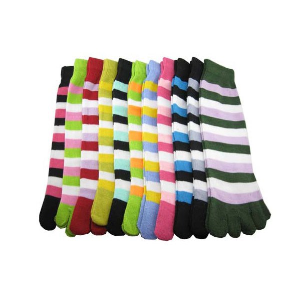 Casual Striped Five-Toed Socks for Women