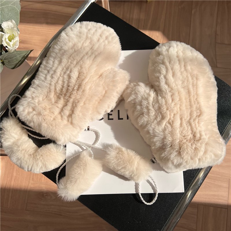 Warm Velvet Gloves for Women - Windproof Stretch Knit Gloves