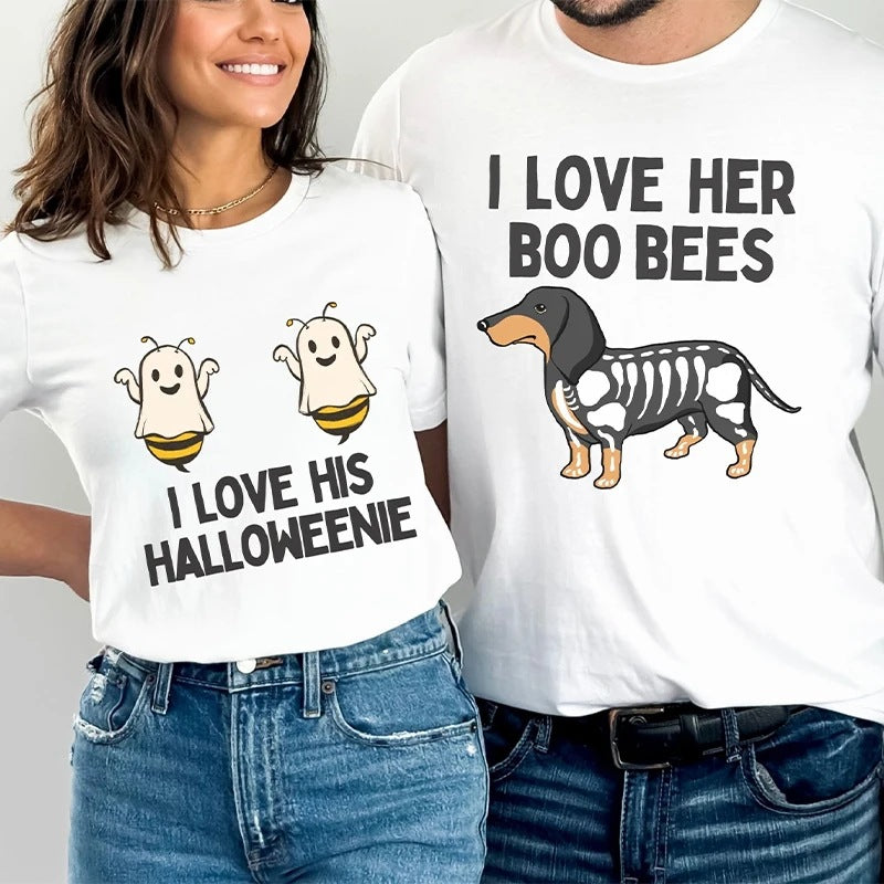 Matching Halloween Couple T‑Shirts – Funny Unisex Costume Tops