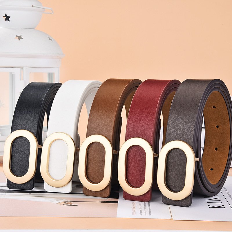 Stylish Oval Alloy Buckle Belt for Women