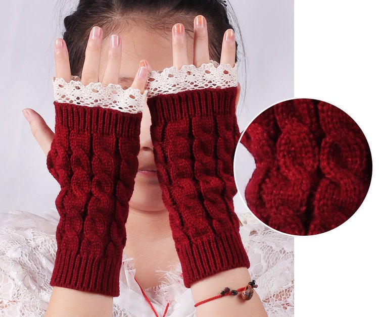 Warm Women's Knitted Half-Finger Gloves for Cold Weather