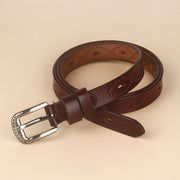 Leather Copper Pin Buckle Belt for Men and Women