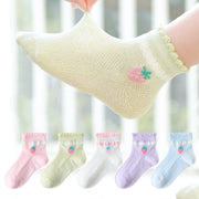 Kids' Breathable Socks for Girls - Soft Cotton & Lace Design