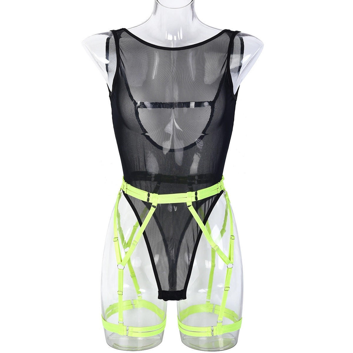 Colorblock Backless Mesh Jumpsuit