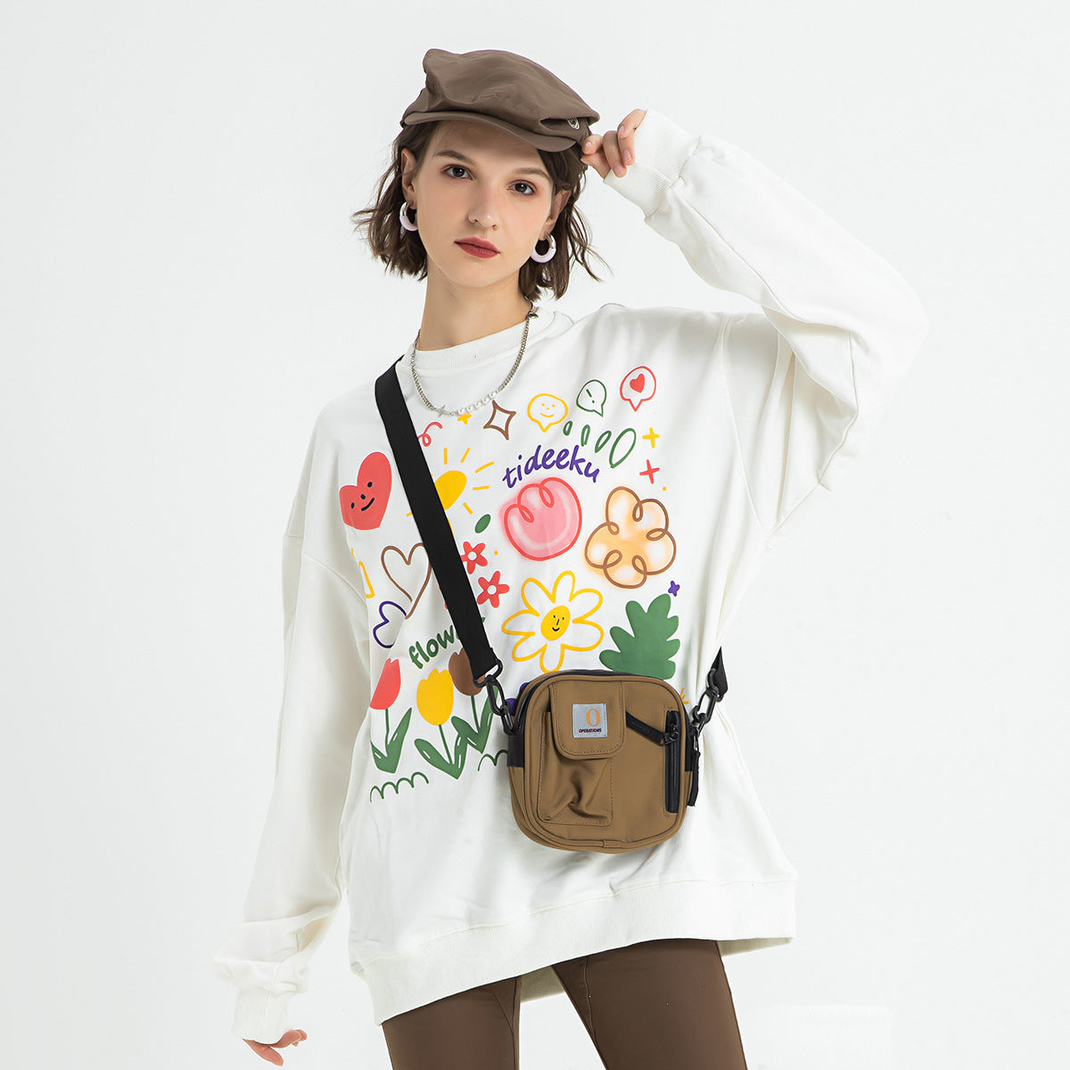 Floral Print Loose Streetwear Couple Sweatshirt