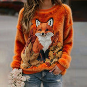 Printed Women's Flannel Crewneck Sweatshirt for Fallwinter